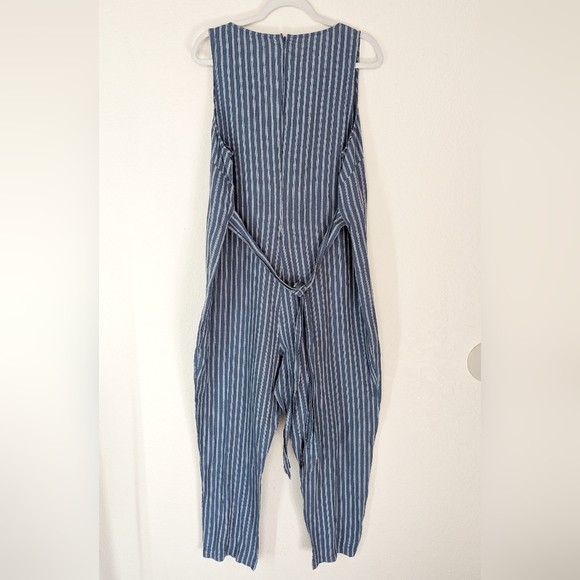 The Nines By Hatch Maternity Jumpsuit Blue Linen Cotton Blend XXL - Picture 3 of 7